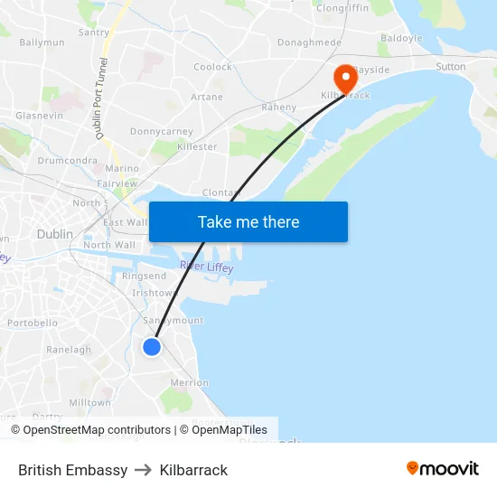 British Embassy to Kilbarrack map