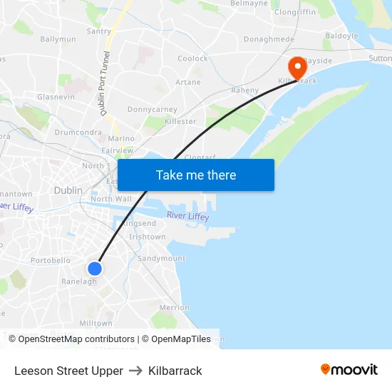 Leeson Street Upper to Kilbarrack map