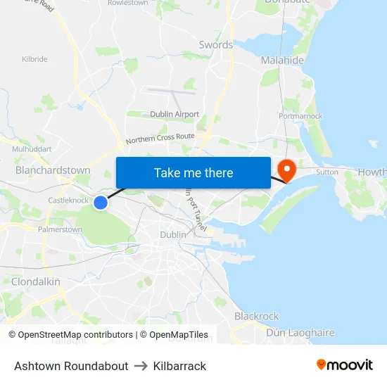 Ashtown Roundabout to Kilbarrack map