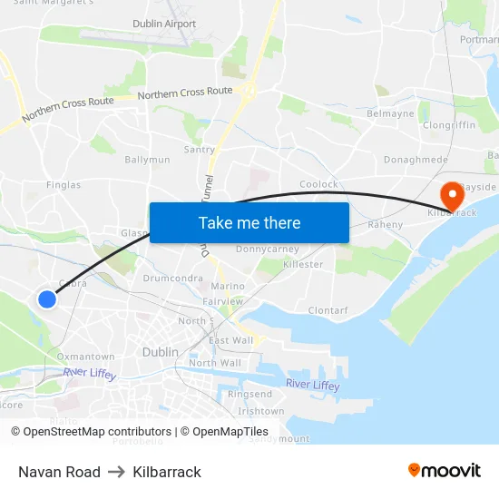 Navan Road to Kilbarrack map