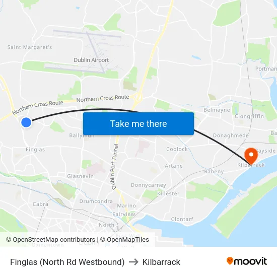 Finglas (North Rd Westbound) to Kilbarrack map