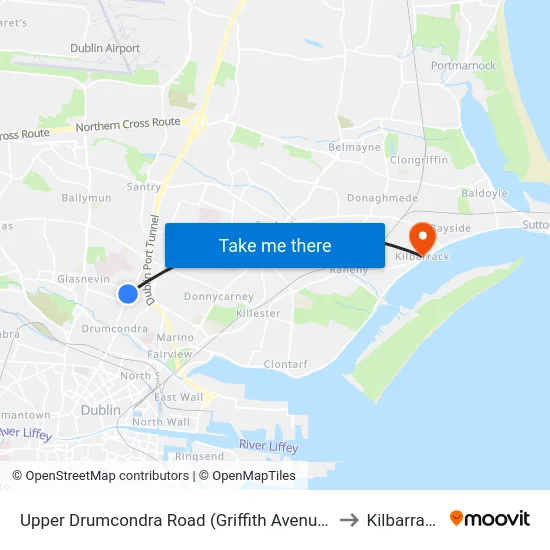 Upper Drumcondra Road (Griffith Avenue) to Kilbarrack map
