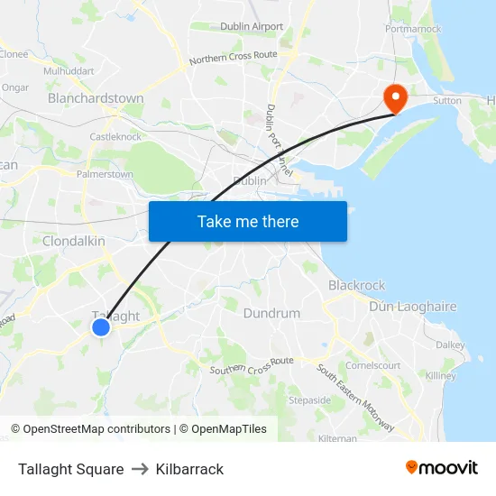 Tallaght Square to Kilbarrack map