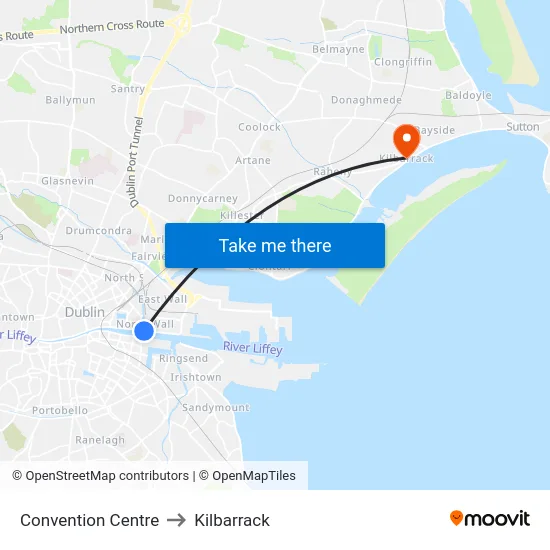 Convention Centre to Kilbarrack map