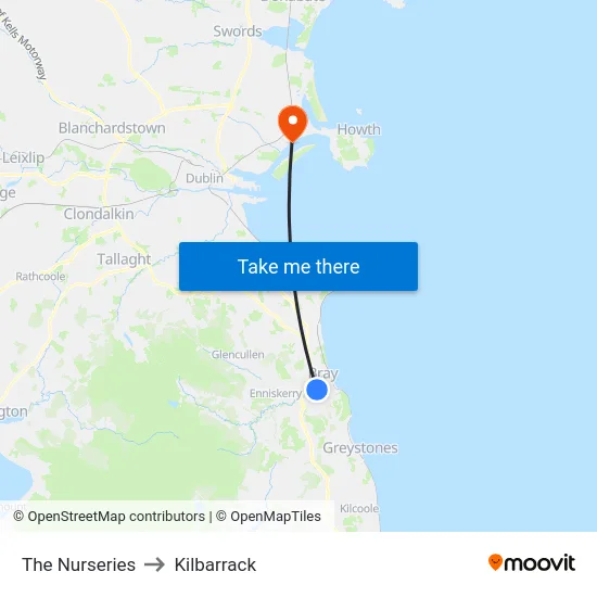 The Nurseries to Kilbarrack map
