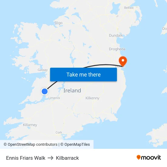 Ennis Friars Walk to Kilbarrack map