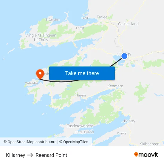 Killarney to Reenard Point map