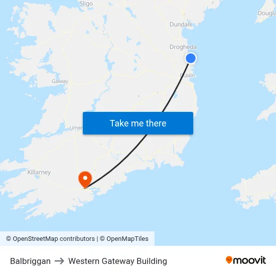 Balbriggan to Western Gateway Building map