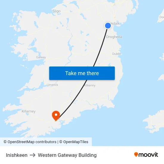 Inishkeen to Western Gateway Building map