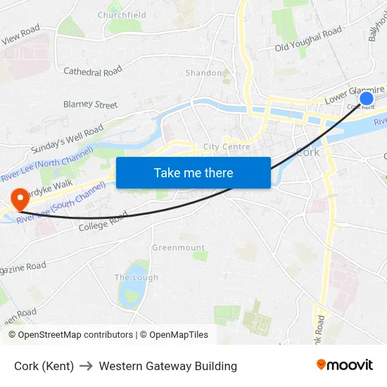 Cork (Kent) to Western Gateway Building map