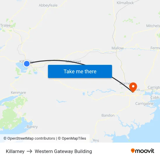 Killarney to Western Gateway Building map