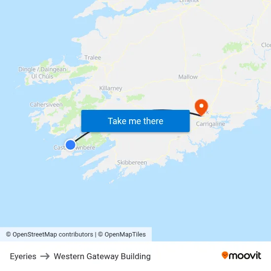 Eyeries to Western Gateway Building map