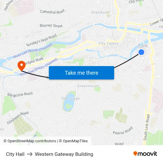 City Hall to Western Gateway Building map