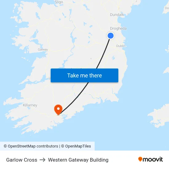 Garlow Cross to Western Gateway Building map