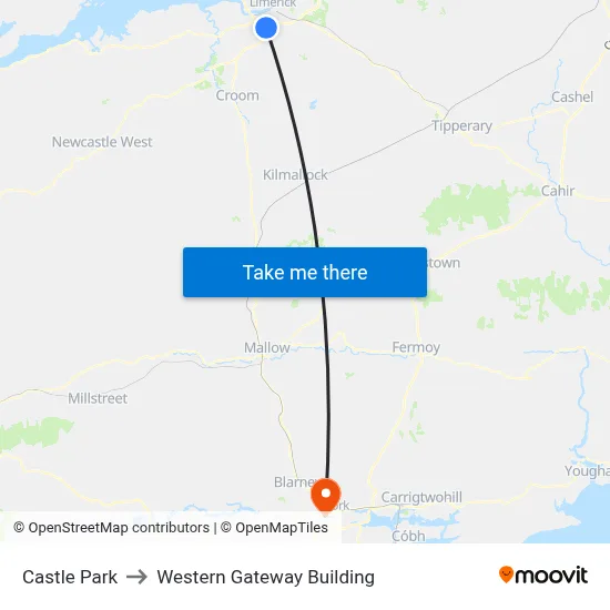 Castle Park to Western Gateway Building map