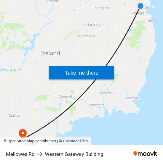 Mellowes Rd to Western Gateway Building map