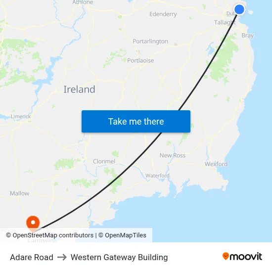 Adare Road to Western Gateway Building map