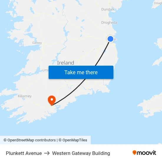 Plunkett Avenue to Western Gateway Building map