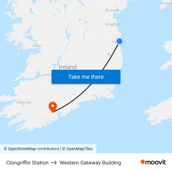 Clongriffin Station to Western Gateway Building map