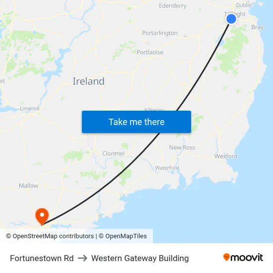 Fortunestown Rd to Western Gateway Building map