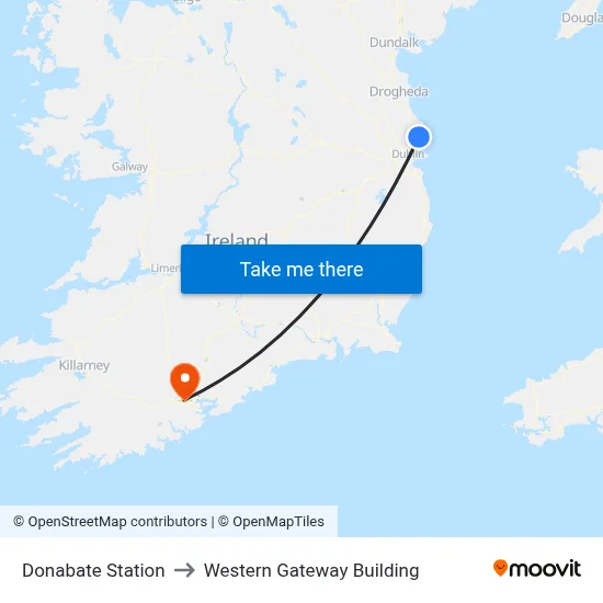 Donabate Station to Western Gateway Building map