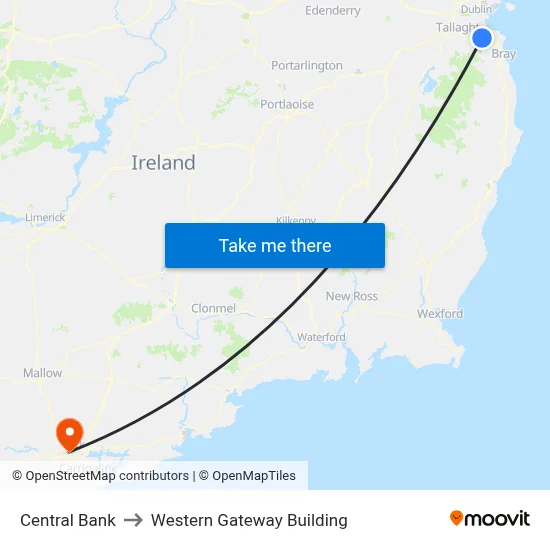 Central Bank to Western Gateway Building map