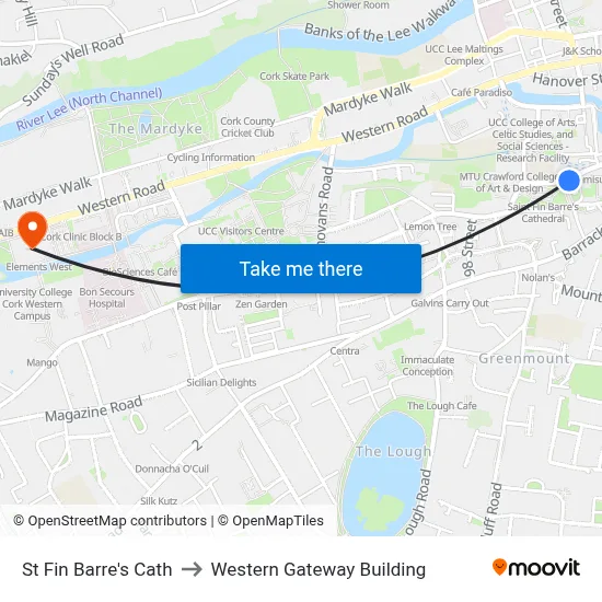 St Fin Barre's Cath to Western Gateway Building map
