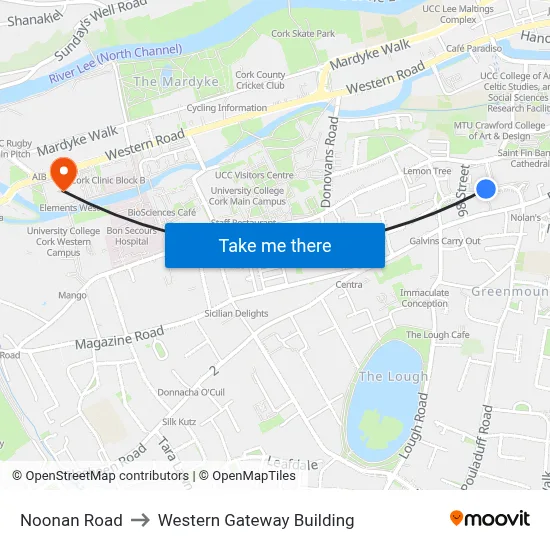 Noonan Road to Western Gateway Building map