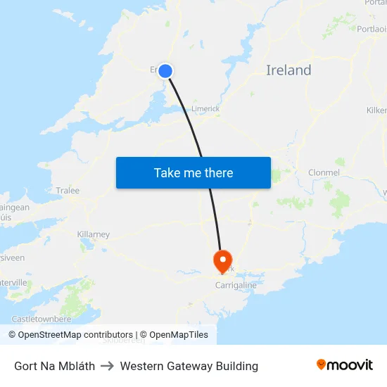 Gort Na Mbláth to Western Gateway Building map