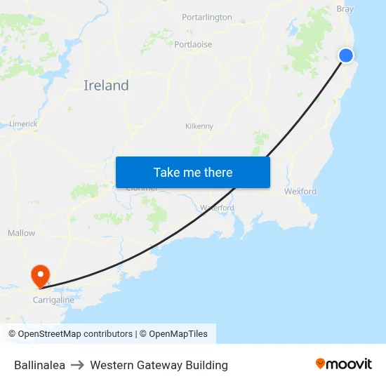 Ballinalea to Western Gateway Building map