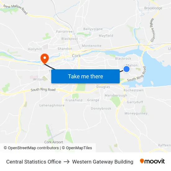 Central Statistics Office to Western Gateway Building map
