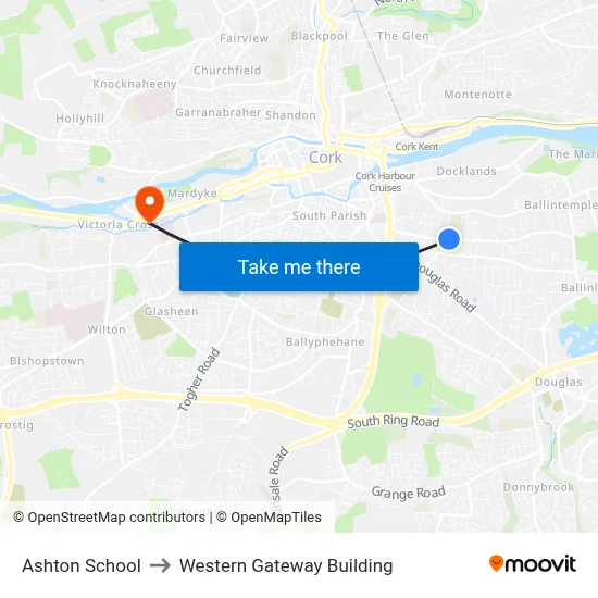 Ashton School to Western Gateway Building map