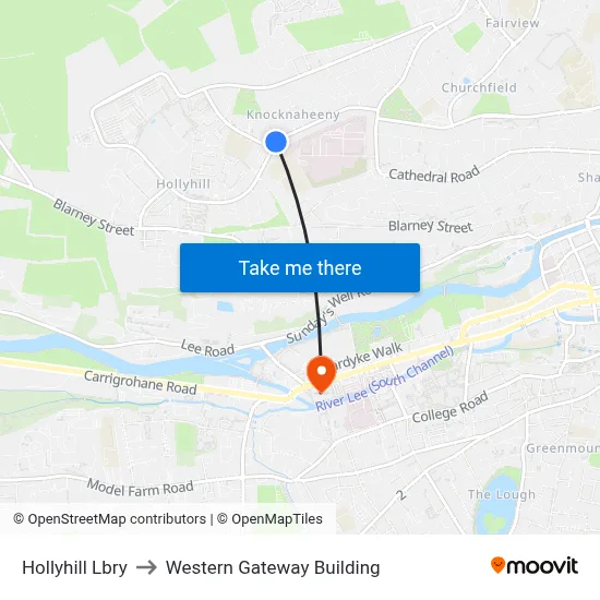 Hollyhill Lbry to Western Gateway Building map