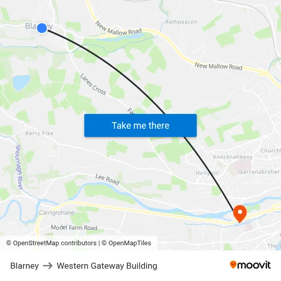 Blarney to Western Gateway Building map