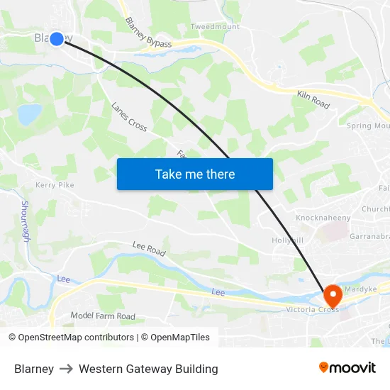 Blarney to Western Gateway Building map