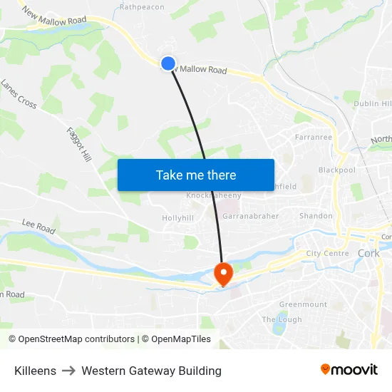 Killeens to Western Gateway Building map