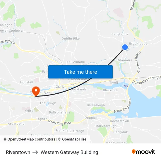 Riverstown to Western Gateway Building map