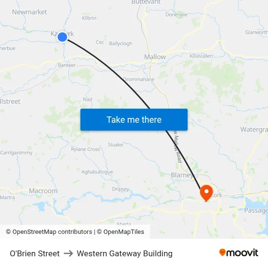O'Brien Street to Western Gateway Building map