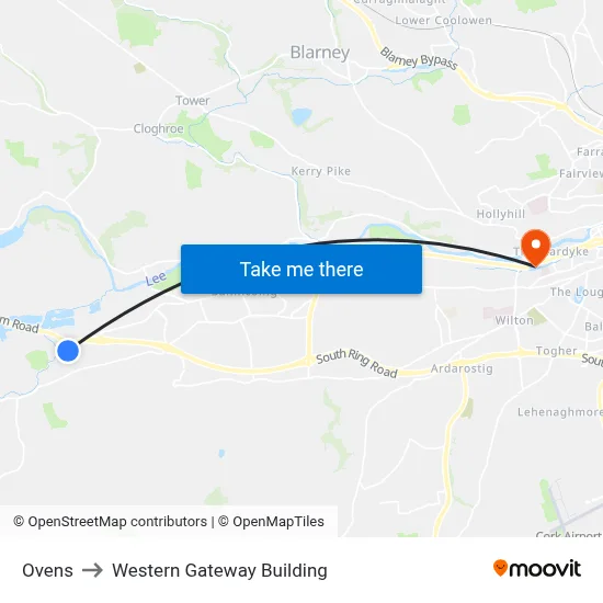 Ovens to Western Gateway Building map