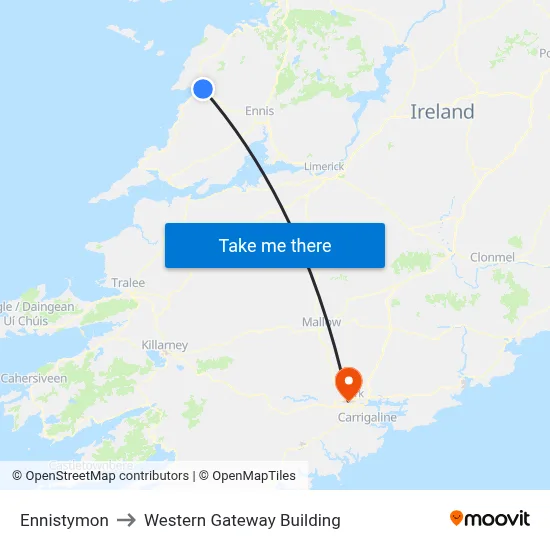 Ennistymon to Western Gateway Building map