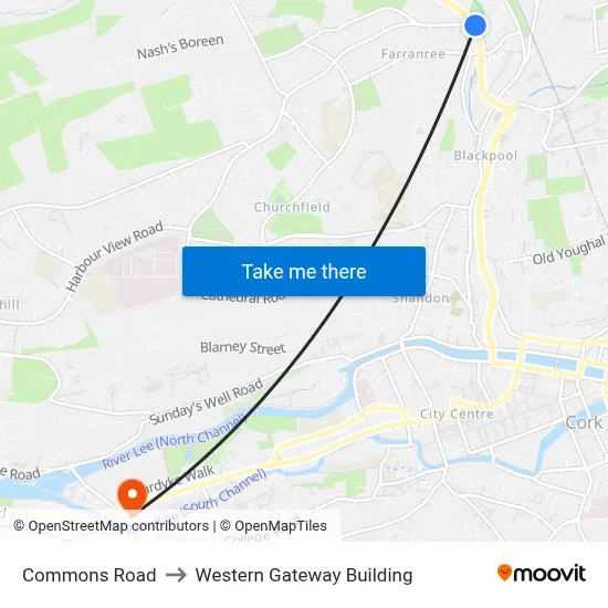 Commons Road to Western Gateway Building map