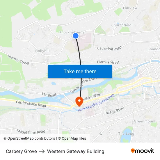 Carbery Grove to Western Gateway Building map