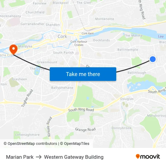 Marian Park to Western Gateway Building map