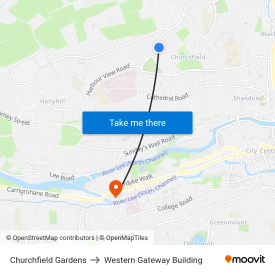 Churchfield Gardens to Western Gateway Building map