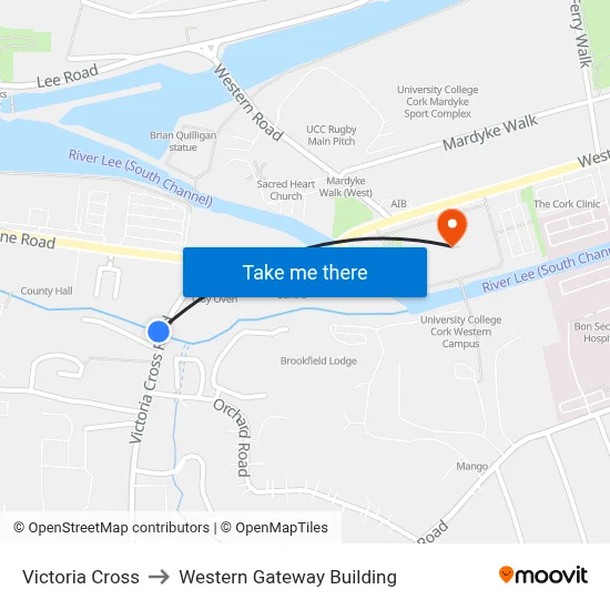 Victoria Cross to Western Gateway Building map