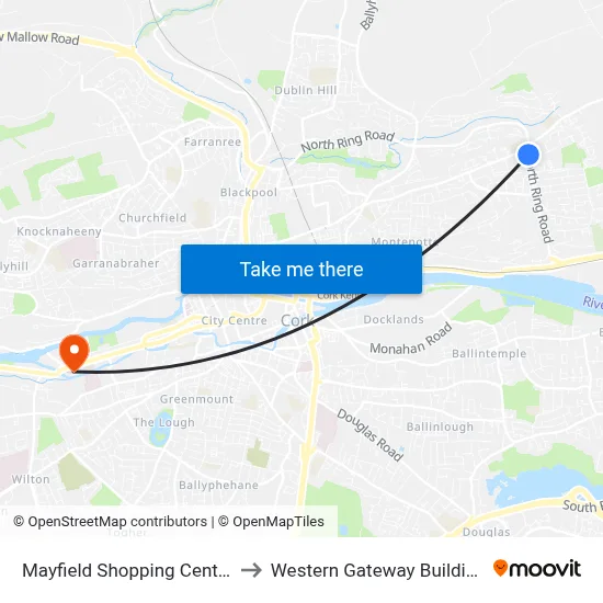 Mayfield Shopping Centre to Western Gateway Building map