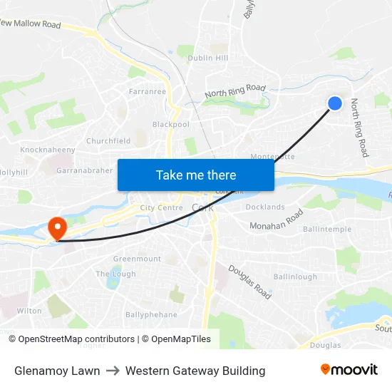 Glenamoy Lawn to Western Gateway Building map