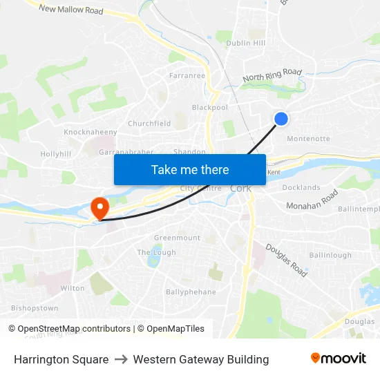Harrington Square to Western Gateway Building map