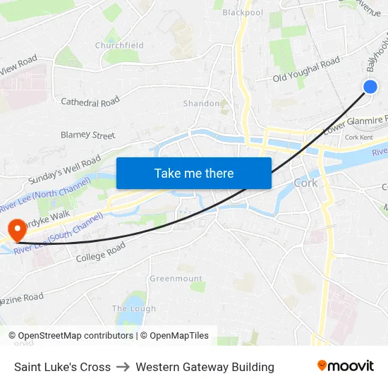 Saint Luke's Cross to Western Gateway Building map