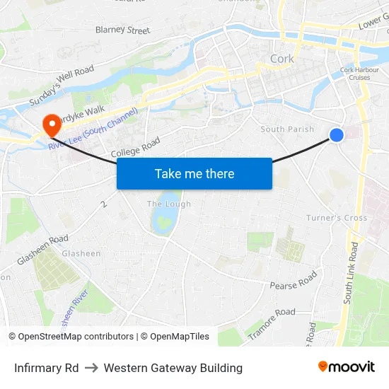 Infirmary Rd to Western Gateway Building map